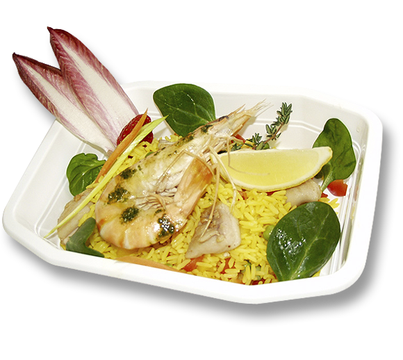 Paella s mořskými plody a kuřecím masem